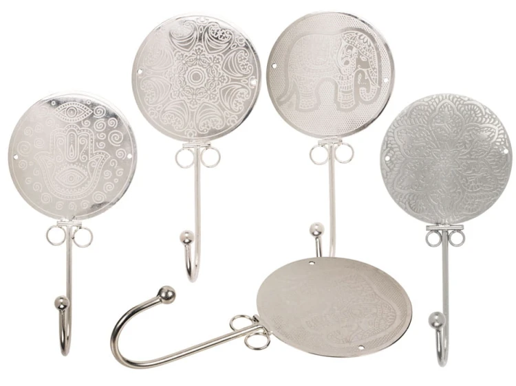 Metalowy Hak ścienny Srebrny Ozdobny Wieszak wzory 2.jpg