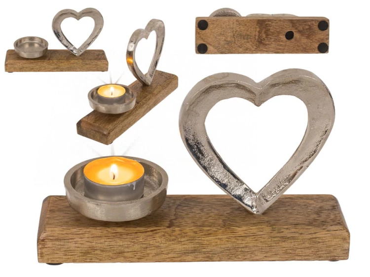 Świecznik na tealight Serce drewniana podstawa .jpg