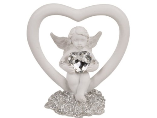 Siedzący Aniołek z kryształowym Sercem Figurka mix 1.jpg