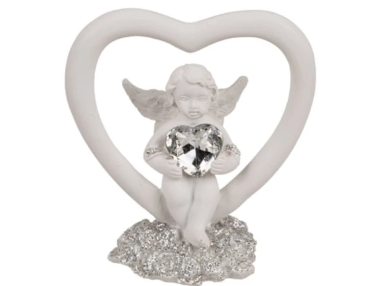 Siedzący Aniołek z kryształowym Sercem Figurka mix 1.jpg