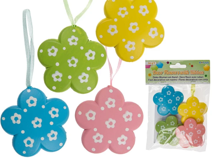 Zawieszki dekoracyjne kwiatki 4 sztuki kolorowe .jpg