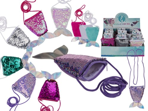 Saszetka na szyję Syrena cekiny Suwak Portmonetka 2.jpg