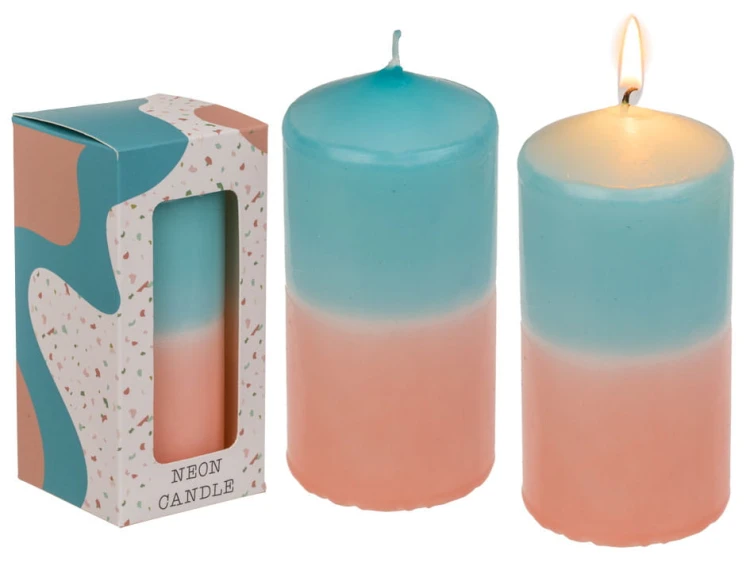 Świeca Walec - morela turkus Świeczka Kolorowa .jpg