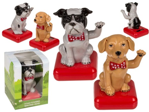 Figurka Solarna Pies z kokardą mix Panel Słoneczny 2.jpg