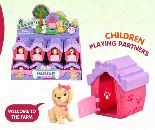 Zabawka Domek dla Pieska z kokardką Figurka psa .jpg