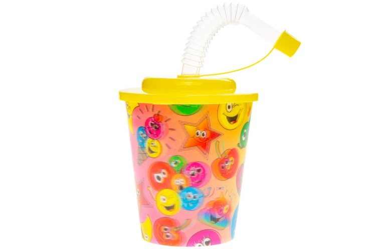 Kubek Plastik z Rurką Pokrywką buźki emotikony 3D (1).jpg