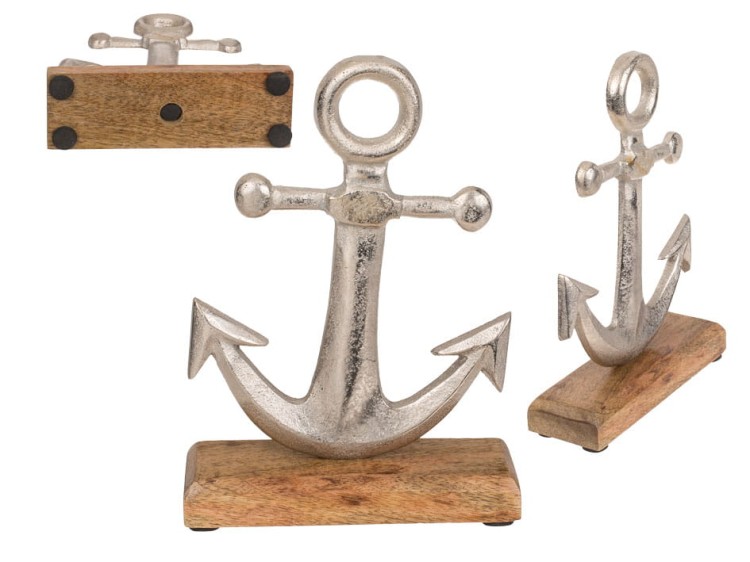 Figurka Dekoracja drewniana podstawa Kotwica 17cm .jpg