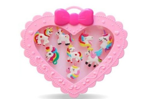 Pierścionki w pudełeczku 8szt zestaw - Jednorożce 1.jpg