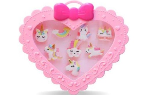 Pierścionki w pudełeczku 8szt zestaw Jednorożce II 1.jpg