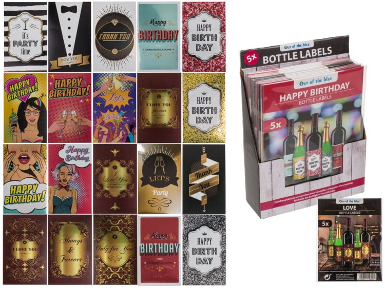 Imprezowe naklejki na butelkę (5 sztuk) Urodziny .jpg