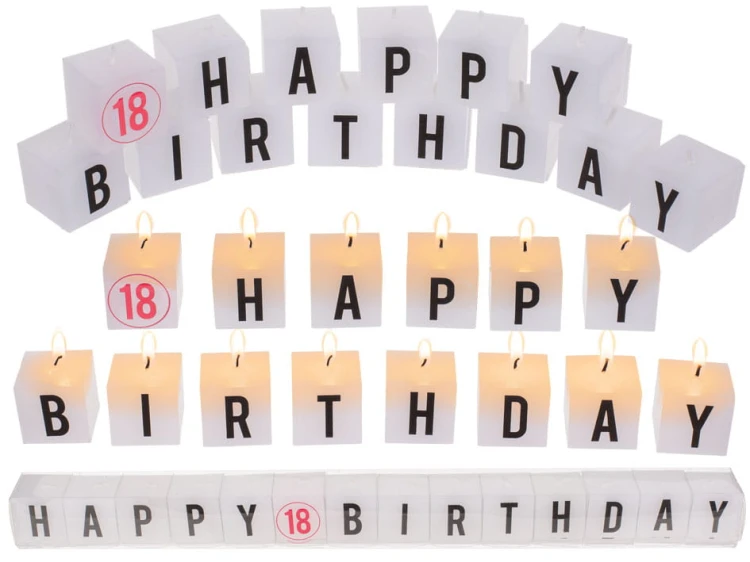 Świeczki napis - Happy Birthday 18 Zestaw Literki .jpg