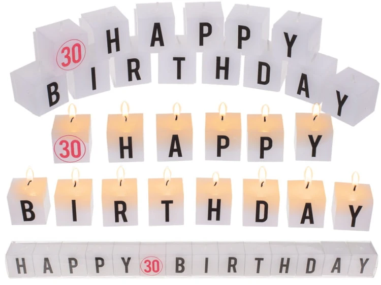 Świeczki napis - Happy Birthday 30 Zestaw Literki .jpg