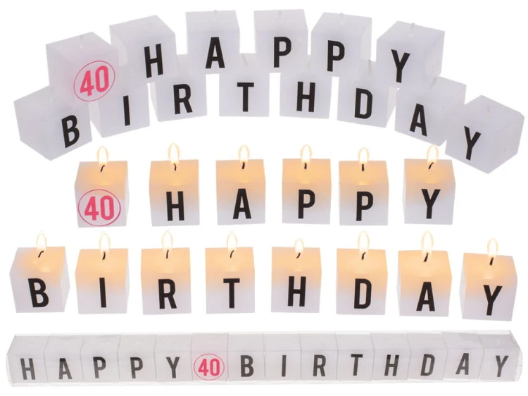 Świeczki napis - Happy Birthday 40 Zestaw Literki .jpg