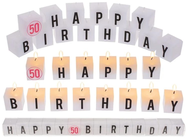 Świeczki napis - Happy Birthday 50 Zestaw Literki .jpg