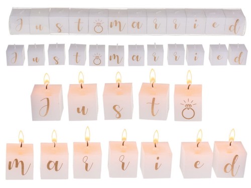 Świeczki napis Just Married Zestaw Literki Ślubne .jpg