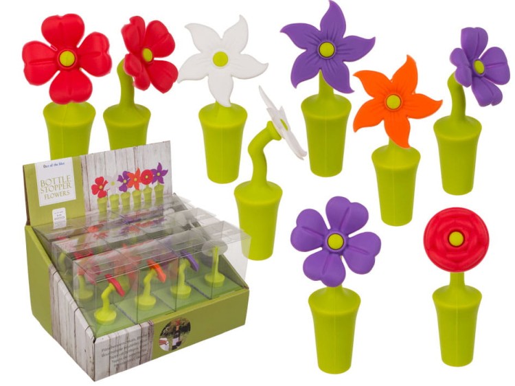 Zatyczka do Butelki silikon Kwiatek mix Wino Piwo 2.jpg