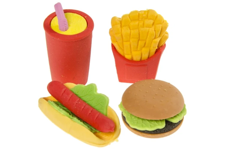Gumki do ścierania Fast Food - 4 sztuki Śmieszne (1).jpeg