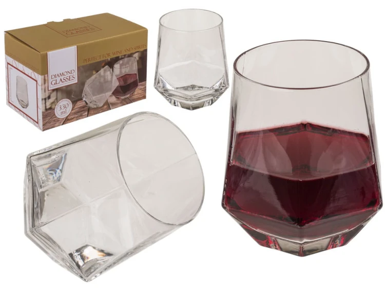 Zestaw 2 szklanek do wina diament Whisky 330 ml .jpg