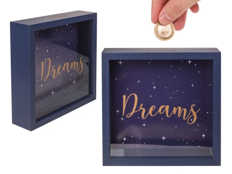 Skarbonka Dreams drewno Zbiórka na Marzenia szkło .jpg