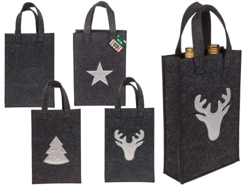 Torba prezentowa Boże Narodzenie z filcu Czarna 2.jpg