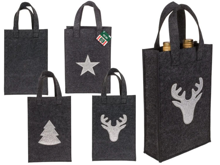 Torba prezentowa Boże Narodzenie z filcu Czarna 2.jpg