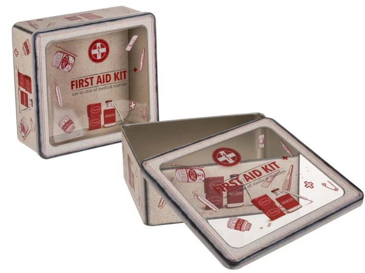 Puszka metal First Aid Kit Pierwsza Pomoc Apteczka .jpg