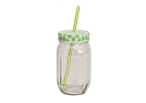 KUBEK SŁOIK ZE SŁOMKĄ RURKĄ UCHEM UCHWYTEM 1