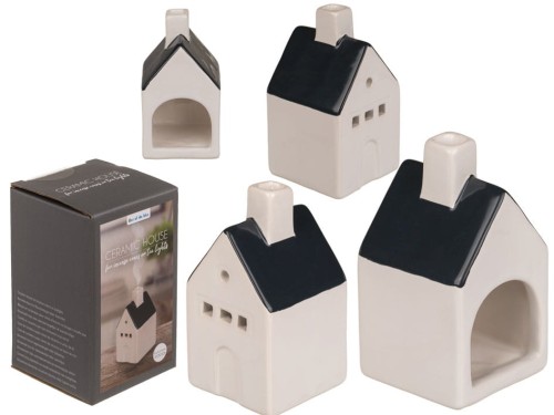 Ceramiczny domek na tealighty Świecznik z kominem .jpg