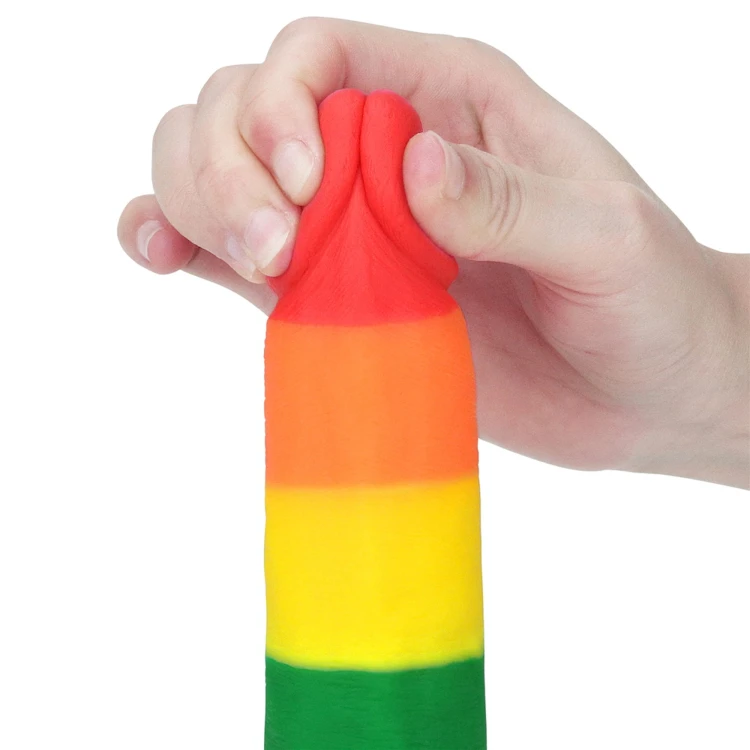Tęczowe dildo 19,5cm z przyssawką silikon medyczny (3).jpg