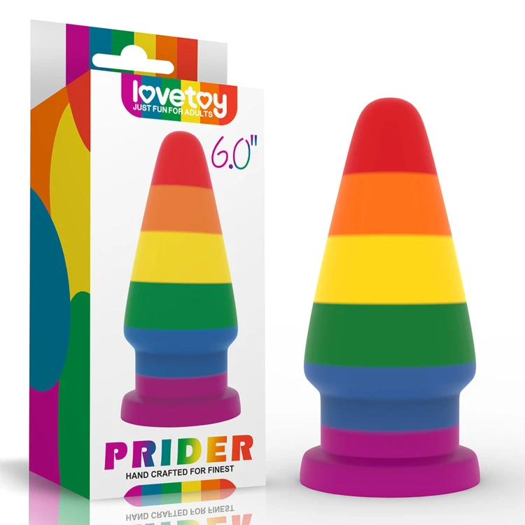 Tęczowy plug analny - 15 cm Dildo silikon medyczny (1).jpg