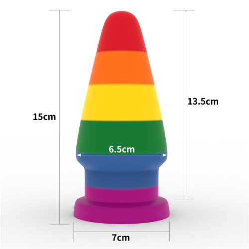 Tęczowy plug analny - 15 cm Dildo silikon medyczny (2).jpg