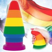 Tęczowy plug analny - 15 cm Dildo silikon medyczny (4).jpg