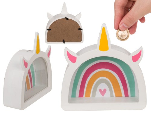 Skarbonka z szybką tęcza jednorożec Przezroczysta .jpg