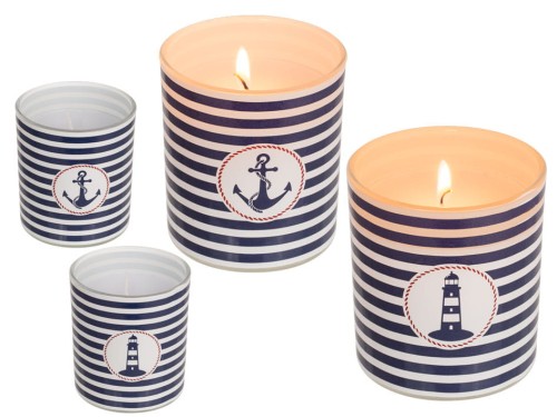 Świeczka morska w słoiczku w paski Szkło świeca 2.jpg