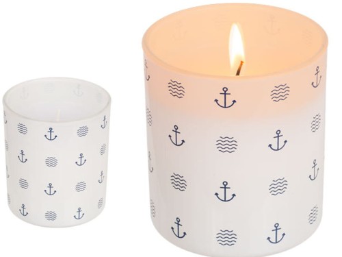 Świeczka morska w słoiczku w kotwice Szkło świeca 1.jpg