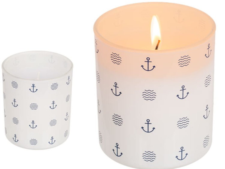 Świeczka morska w słoiczku w kotwice Szkło świeca 1.jpg