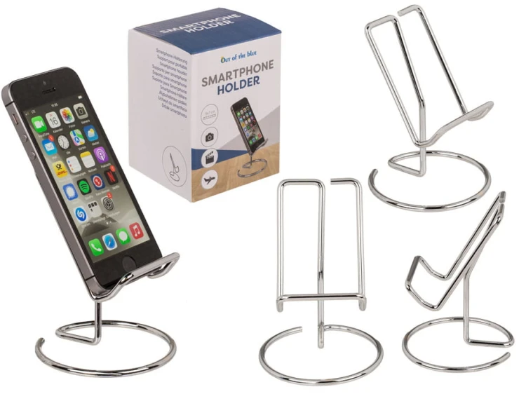 Metalowy stojak uchwyt na telefon smartfon srebrny .jpg