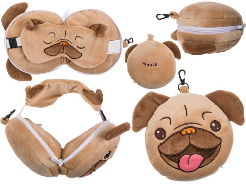 Poduszka podróżna dla dzieci i maska na oczy Mops .jpg