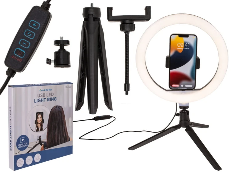 Stojak na telefon smartfon z lampą LED uchwyt .jpg