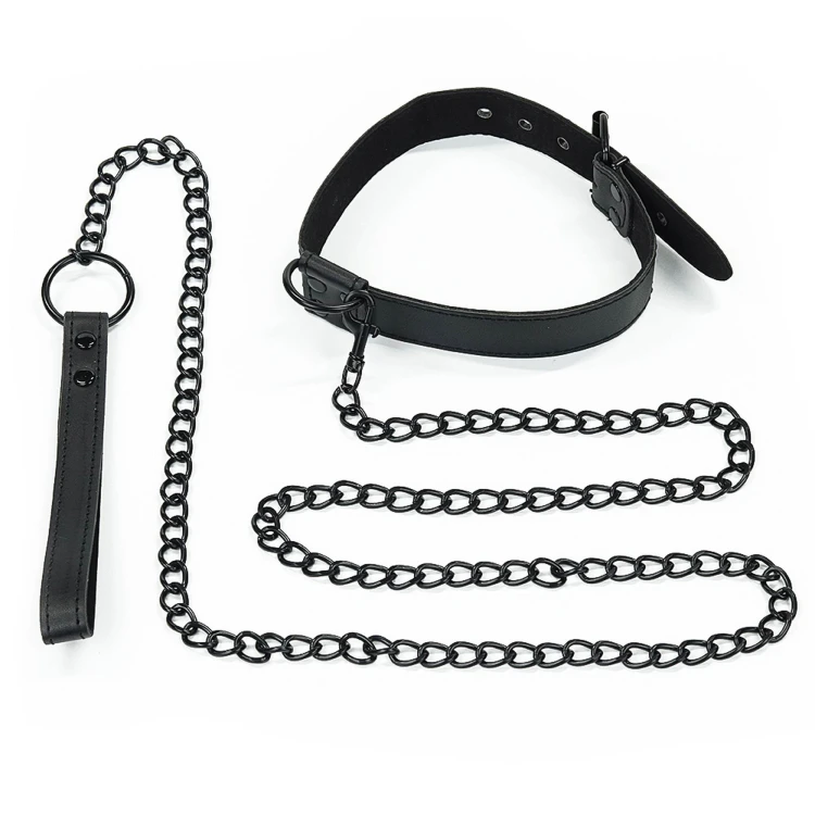 Obroża erotyczna Bondage Fetish - czarna ze smyczą (1).jpg