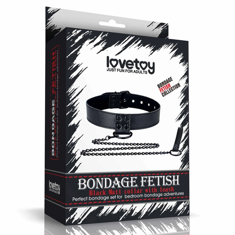 Obroża erotyczna Bondage Fetish - czarna ze smyczą (5).jpg