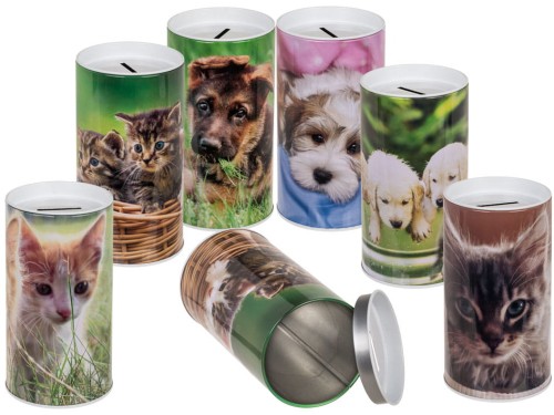 Metalowa skarbonka Puszka psy lub koty Wielokrotna 2.jpg