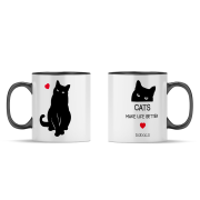 Ceramiczny kubek Cats make life better Czarny Kot (1).png