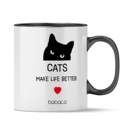 Ceramiczny kubek Cats make life better Czarny Kot (2).png