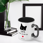 Ceramiczny kubek Cats make life better Czarny Kot (4).png