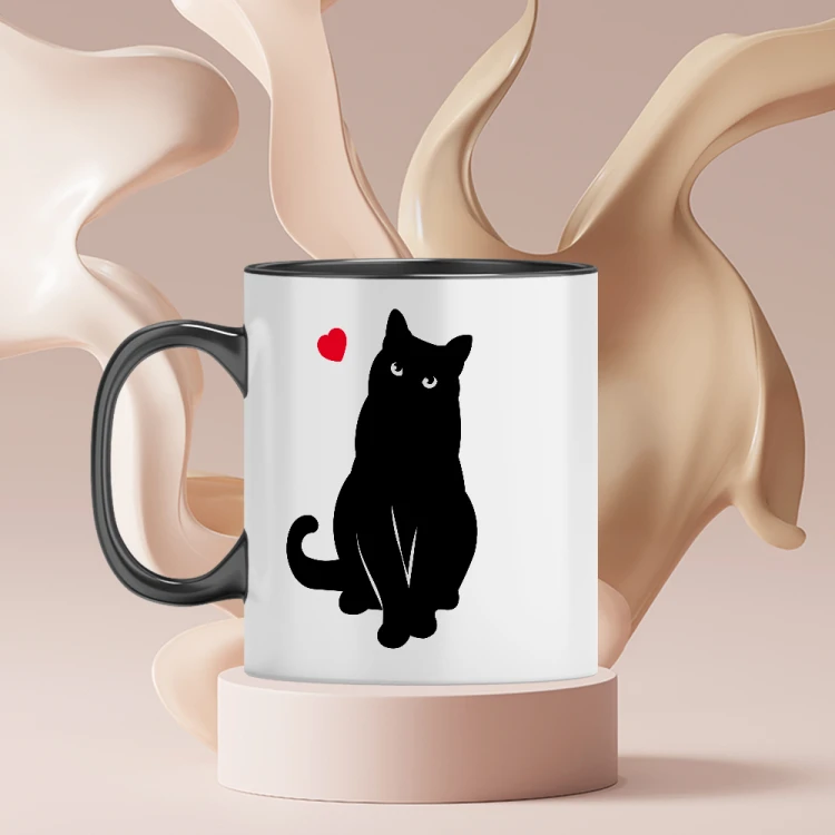 Ceramiczny kubek Cats make life better Czarny Kot (5).png