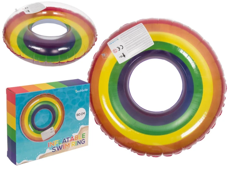 Koło do pływania XL - tęcza Duże dmuchane na plażę .jpg