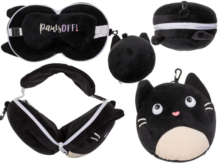 Pluszowa poduszka podróżna i maska ​​na oczy Kotek .jpg