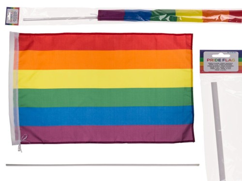 Tęczowa flaga 90x60cm z kijkiem LGBT Pride Rainbow .jpg