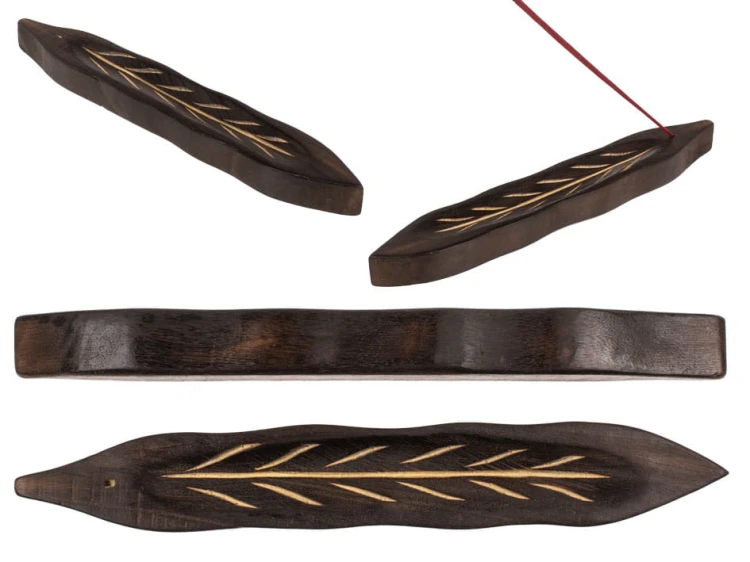 Drewniana podstawka pod kadzidełka liść Stojak .jpg